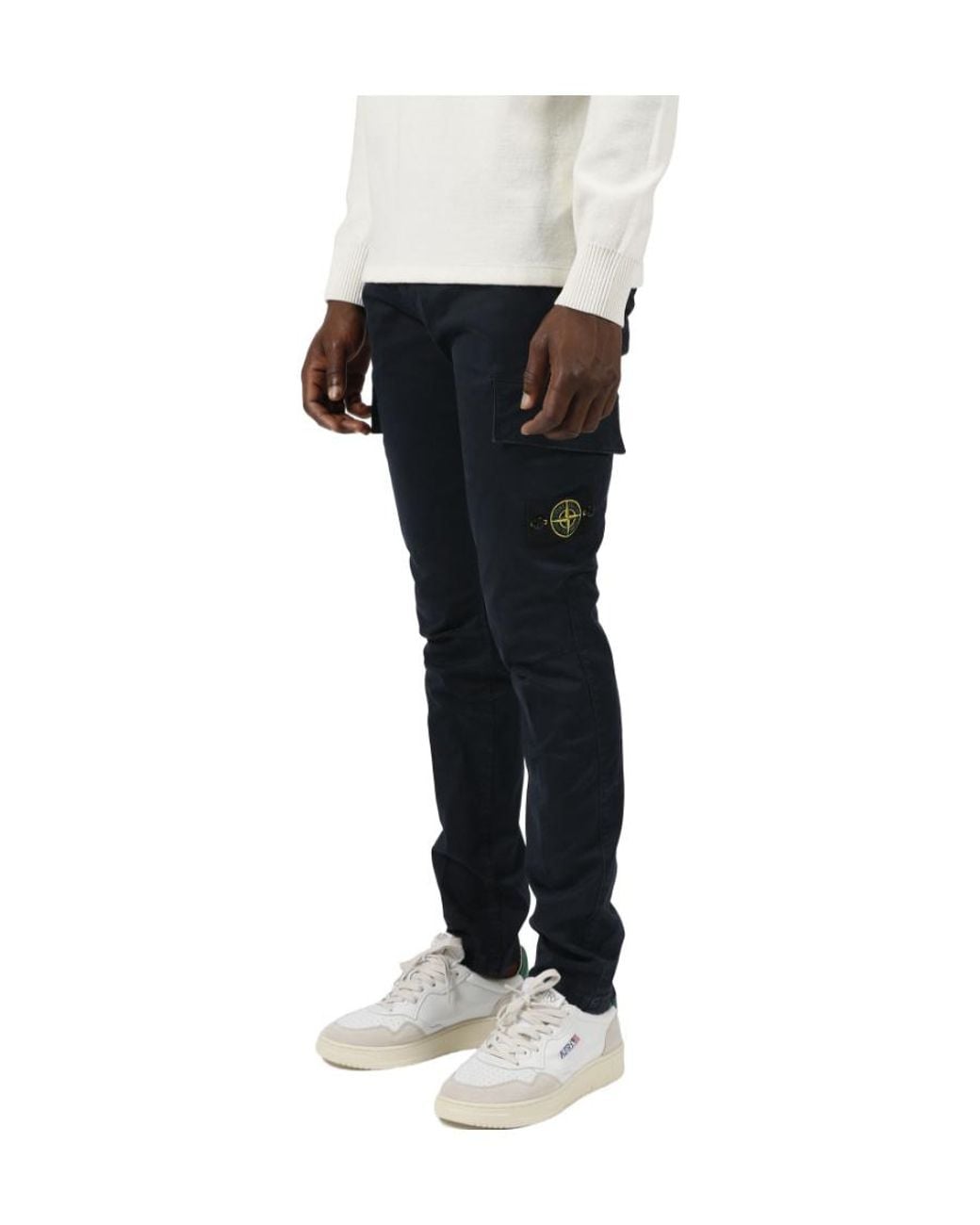 Stone Island Blue Compass-Patch Cargo Trousers for men