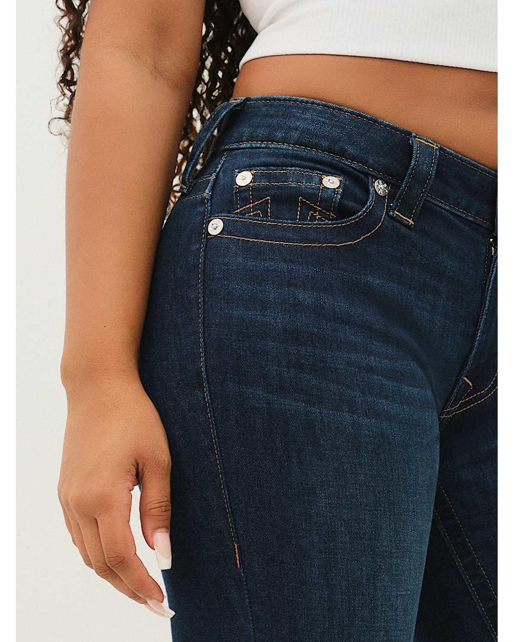 True Religion Blue Billie Mid Rise Straight Jean