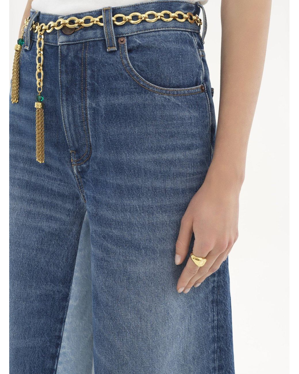 Chloé Blue Patchwork Denim Shorts