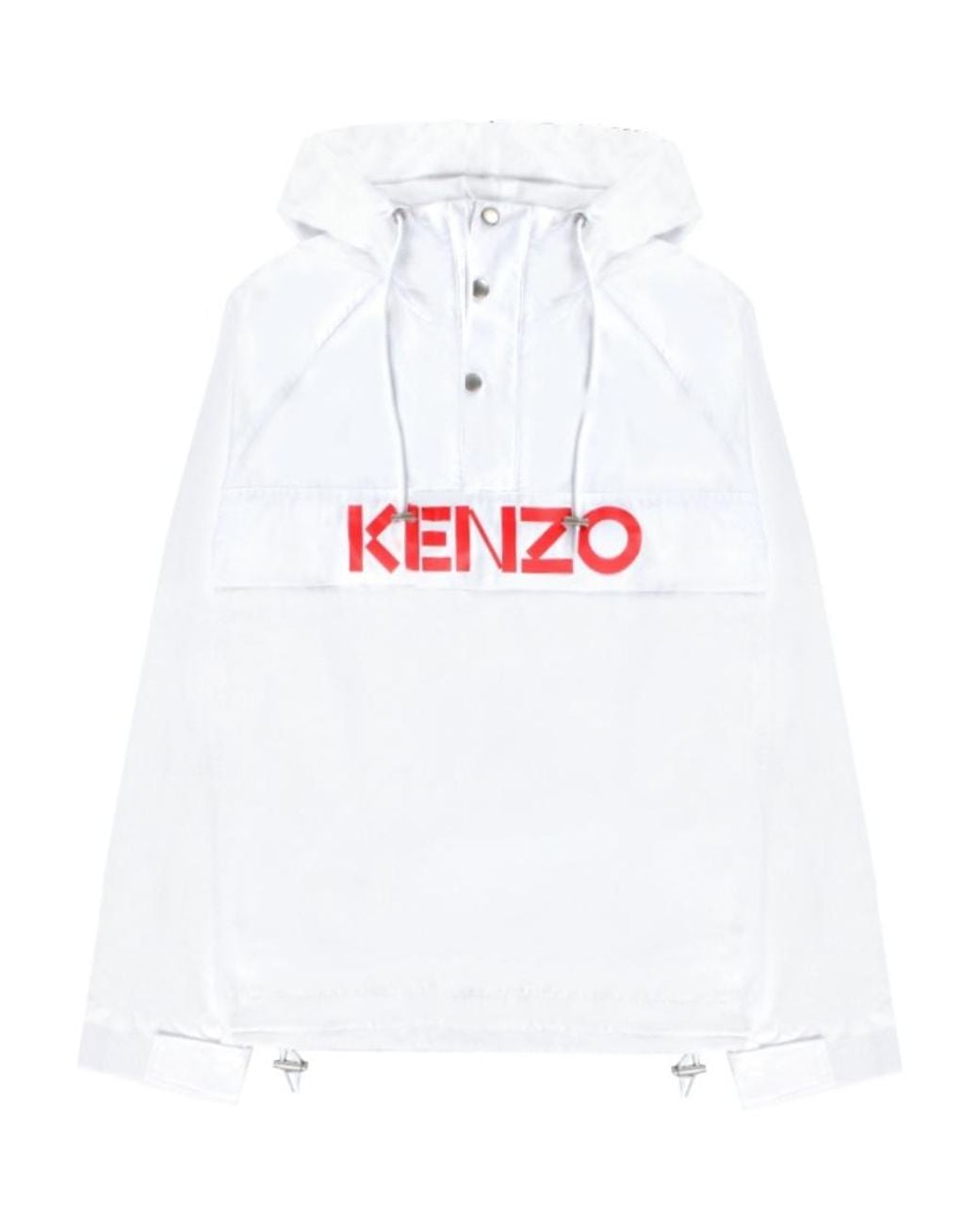 KENZO White Logo Printed Drawstring Hoodie for men
