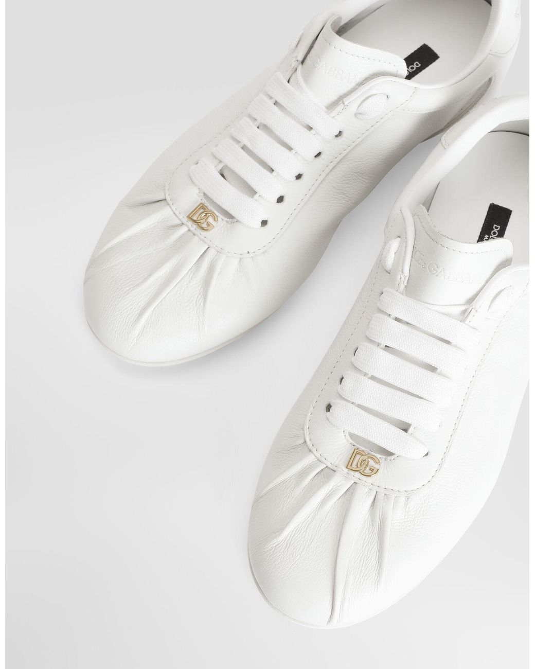 Dolce & Gabbana White Logo Plaque Ballet Sneakers