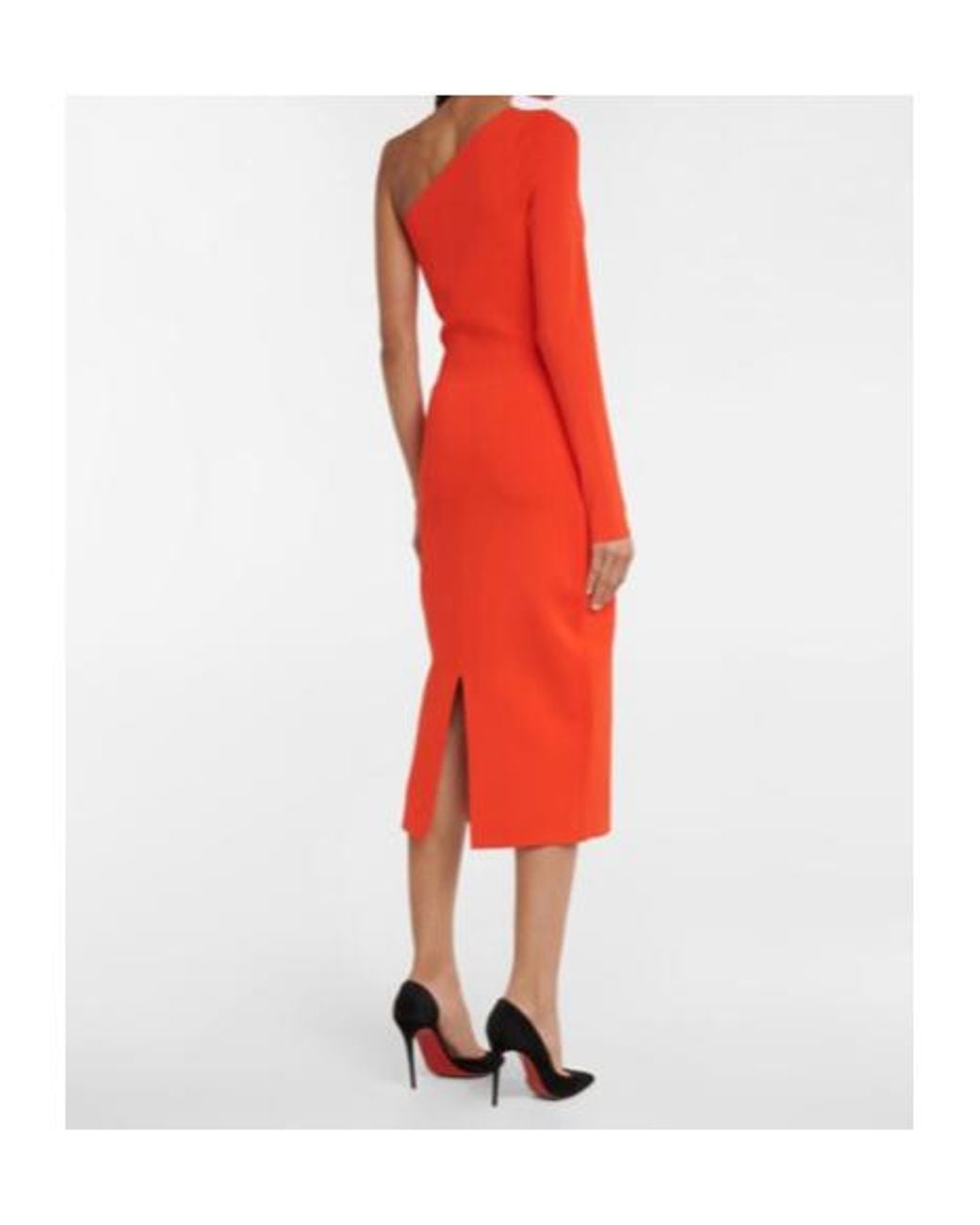 Victoria Beckham Red Vb Body One-Shoulder Midi Dress