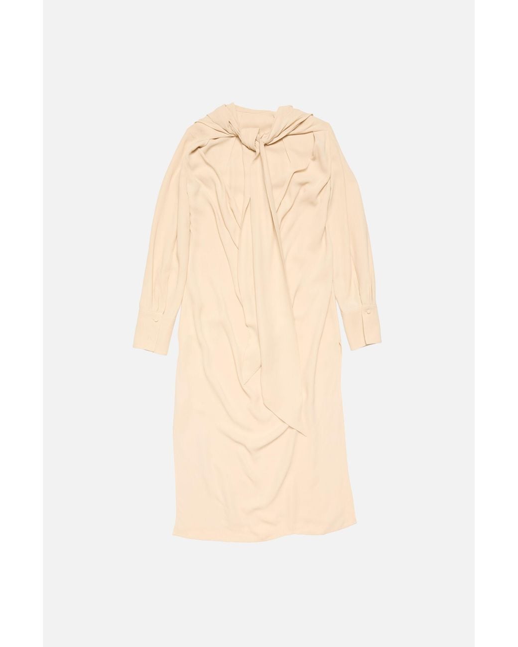 Acne Natural Silk Midi Dress With Scarf