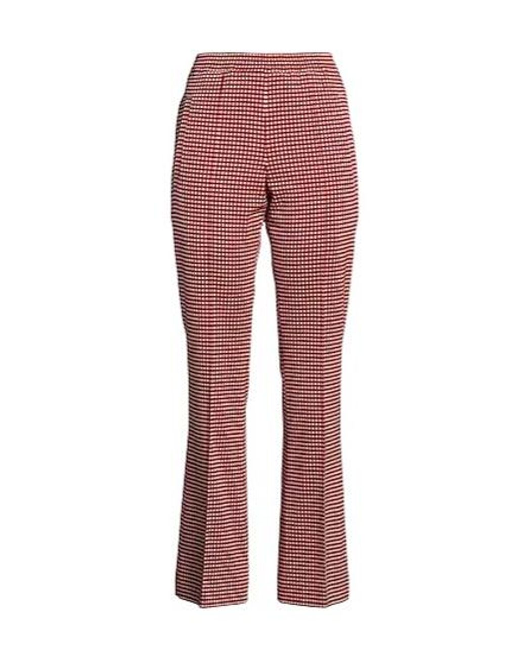 Marni Red High Waist Plaid Flare Pants