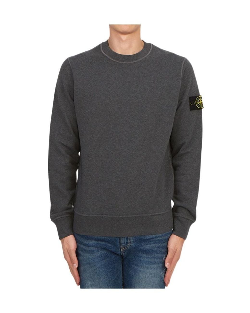 Stone Island Gray Compass-Motif Cotton Sweatshirt for men