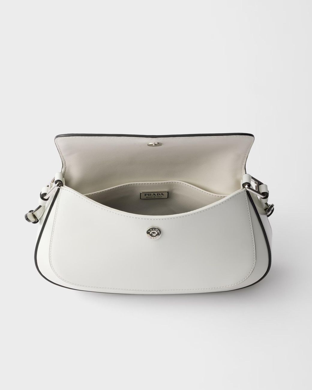 Prada White Cleo Brushed Leather Shoulder Bag