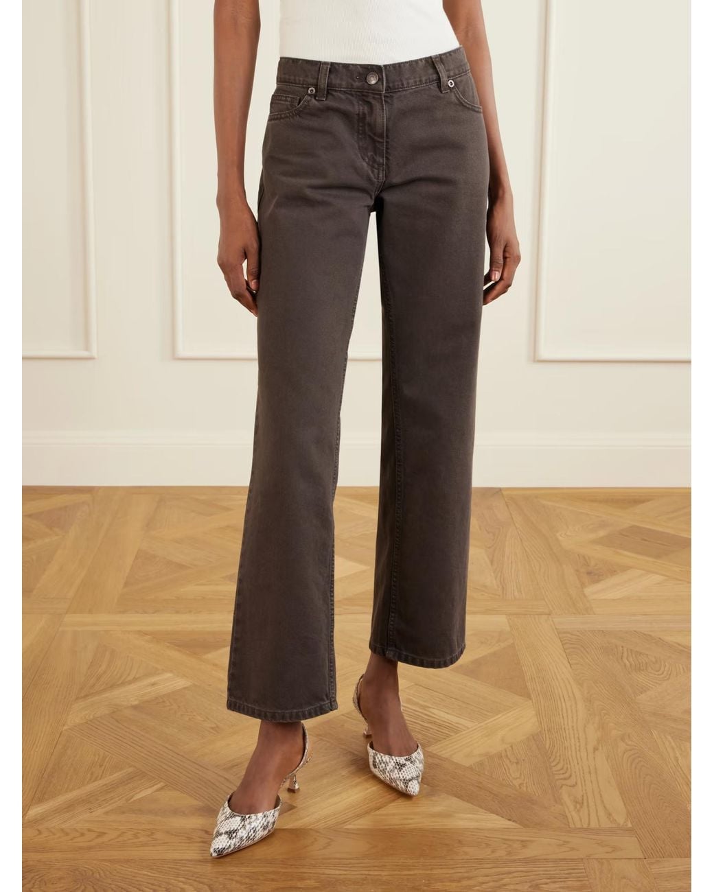 Magda Butrym Brown Mid-Rise Straight-Leg Jeans
