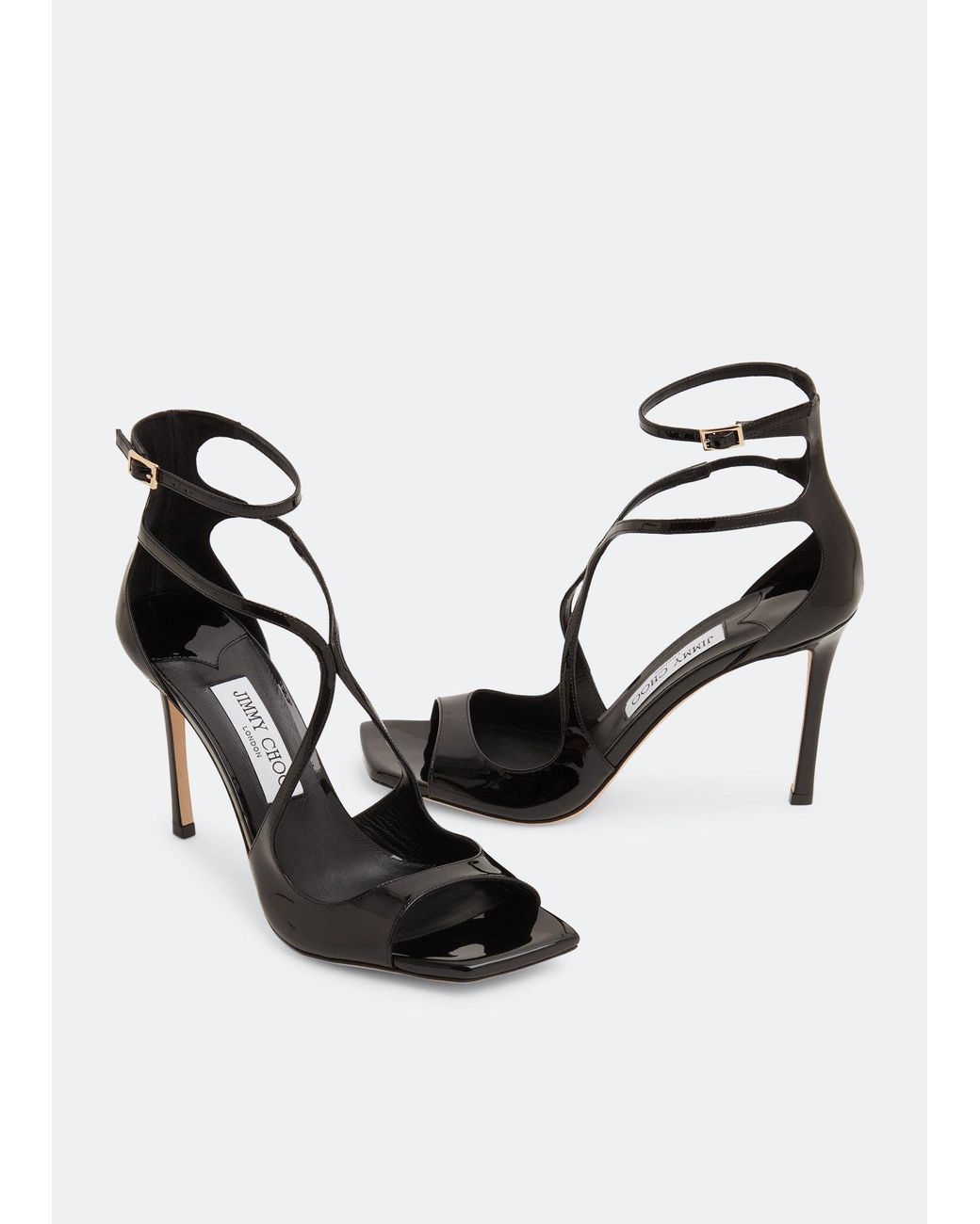 Jimmy Choo Black Square-Toed High-Heeled Sandals