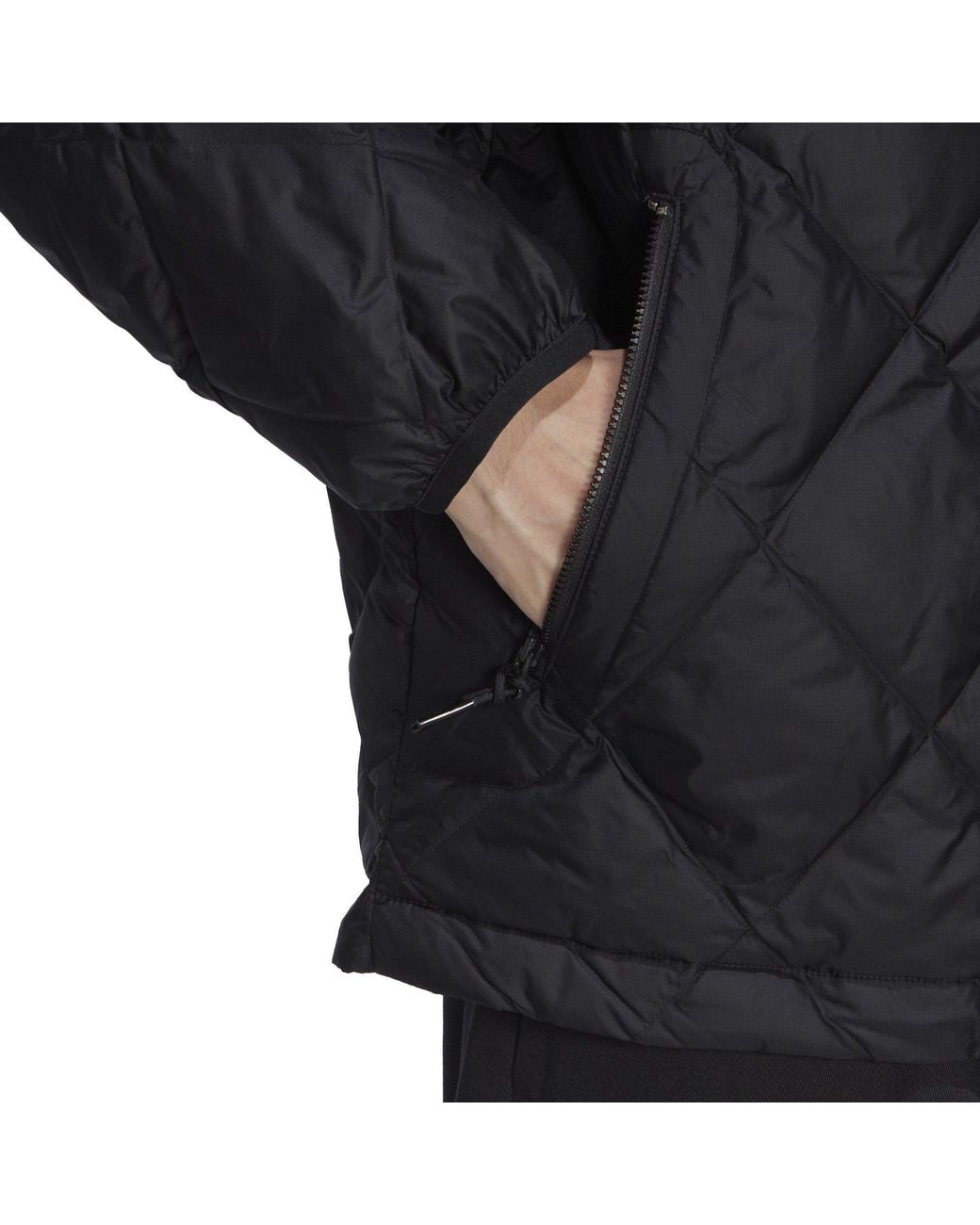 Adidas Originals Blue Diamond-Quilted Hooded Cotton Jacket for men