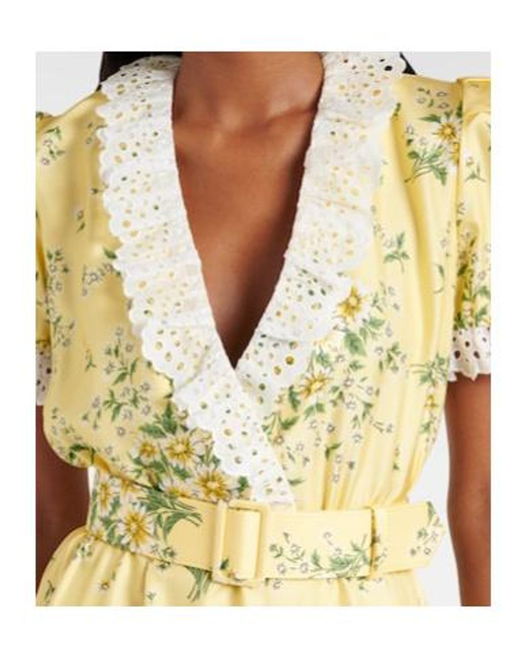 Rodarte Yellow Satin And Broderie Anglaise Minidress