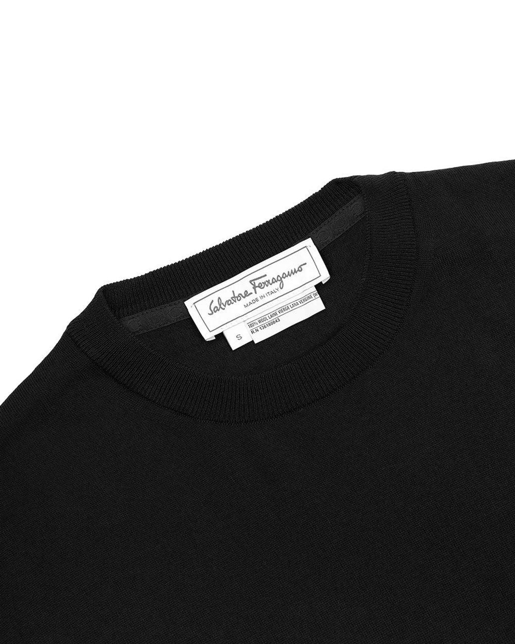 Ferragamo Black Crew-Neck Knitted Sweater for men
