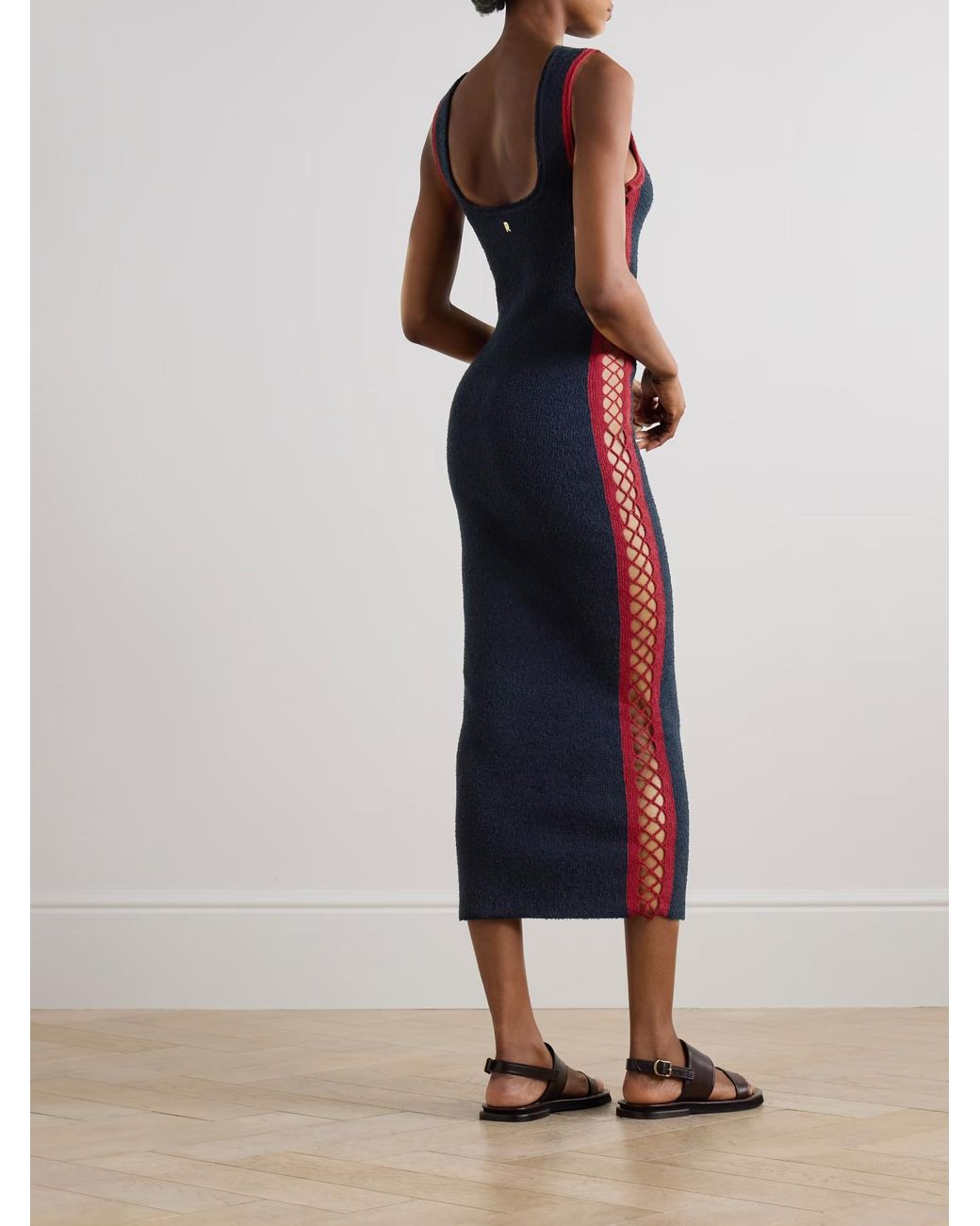Rabanne Blue Eponge Crochet-Detailed Dress