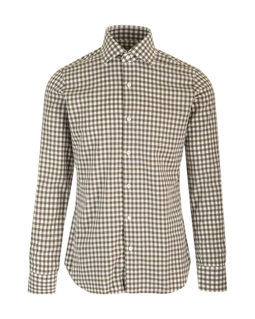 Barba Napoli Multicolor Curved Hem Checked Shirt for men