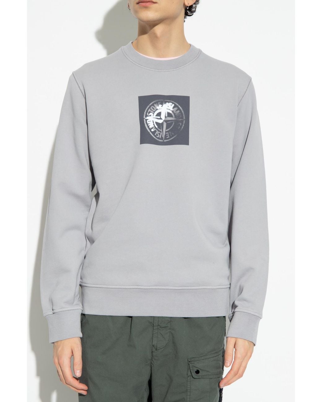 Stone Island Gray Jersey Cotton Sweatshirt for men