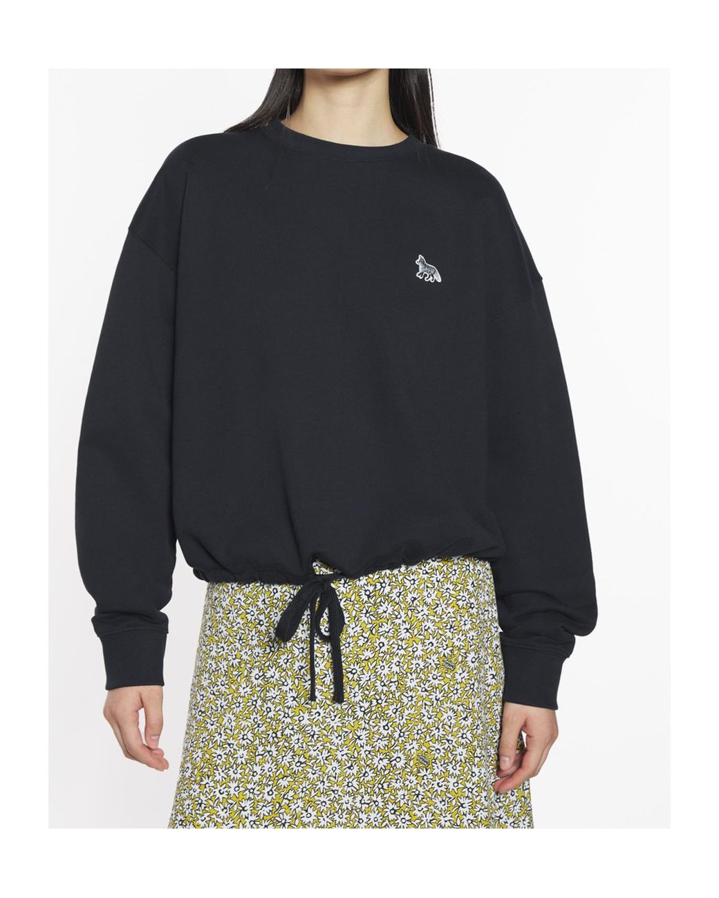 Maison Kitsuné Black Maison Kitsuné Baby Fox Patch Drawstring Comfort Sweatshirt