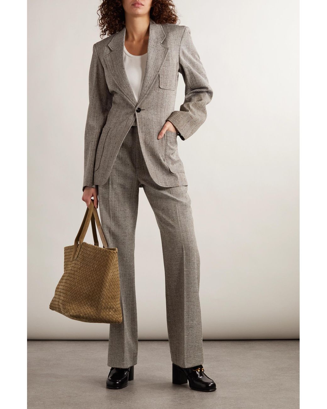 Bottega Veneta Gray Single Breasted Blazer