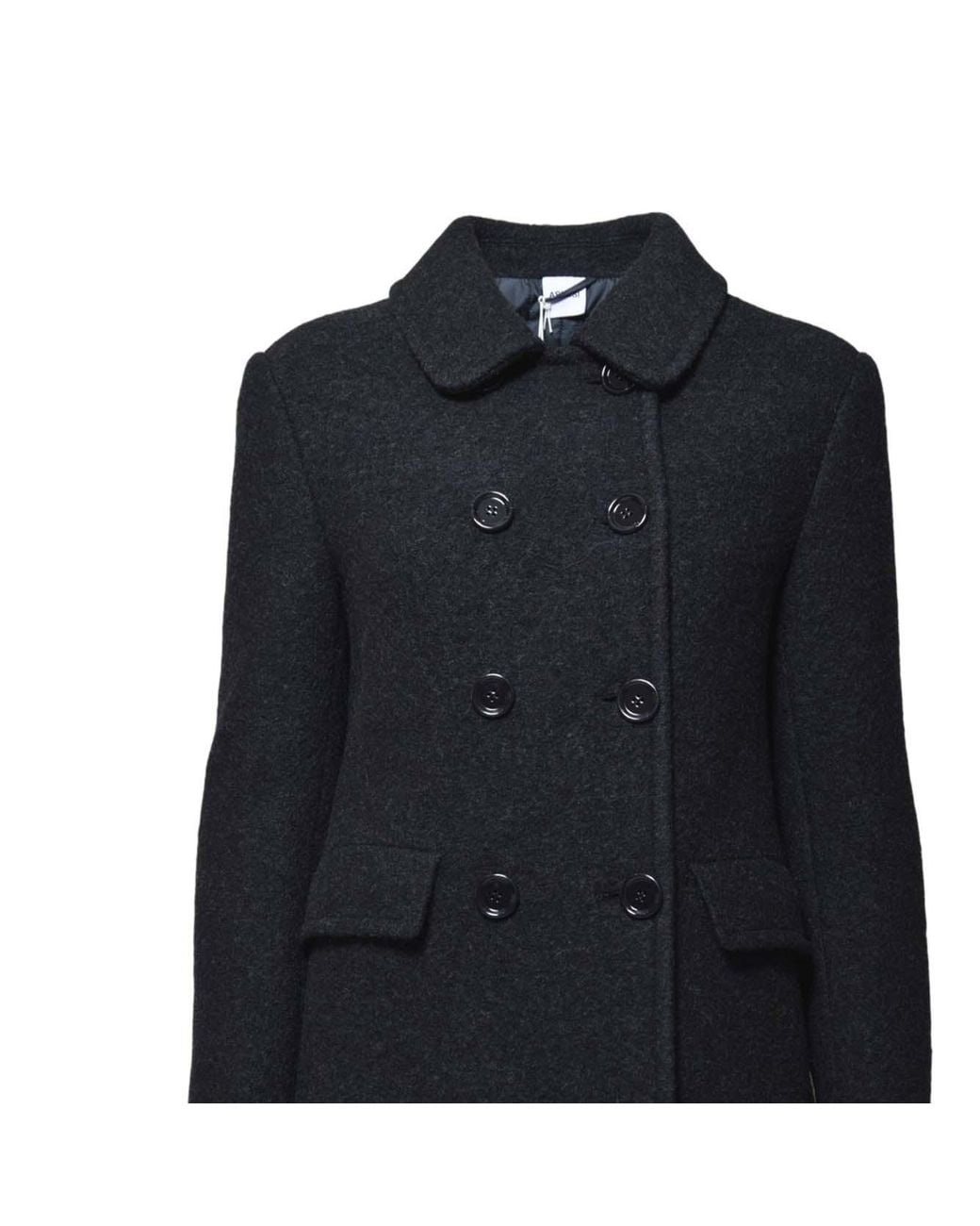 Aspesi Blue Double-Breasted Wool Coat
