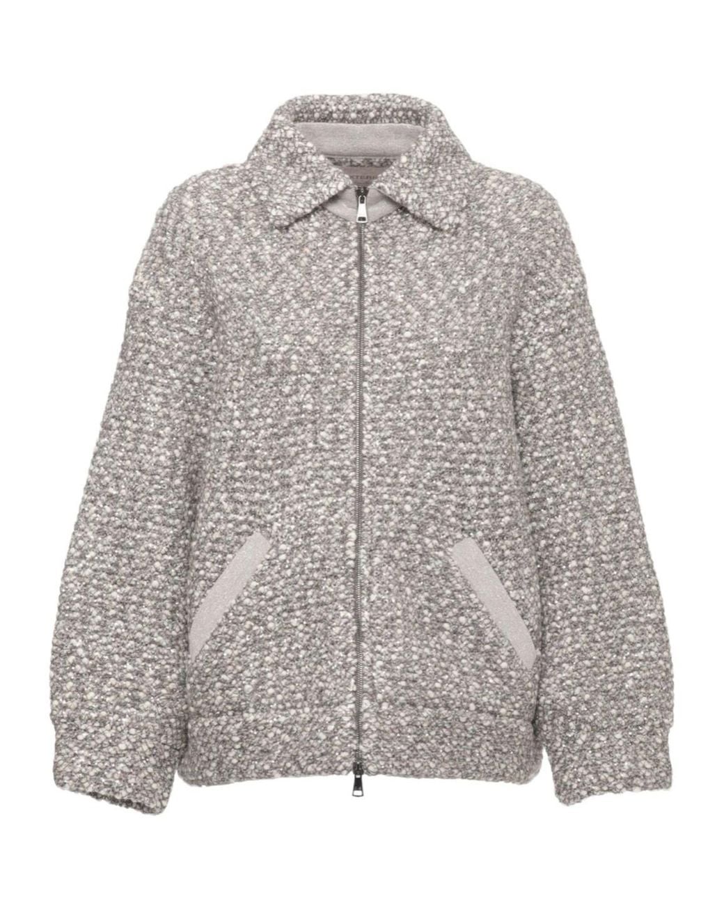 D.exterior Gray Sequined Bomber Jacket