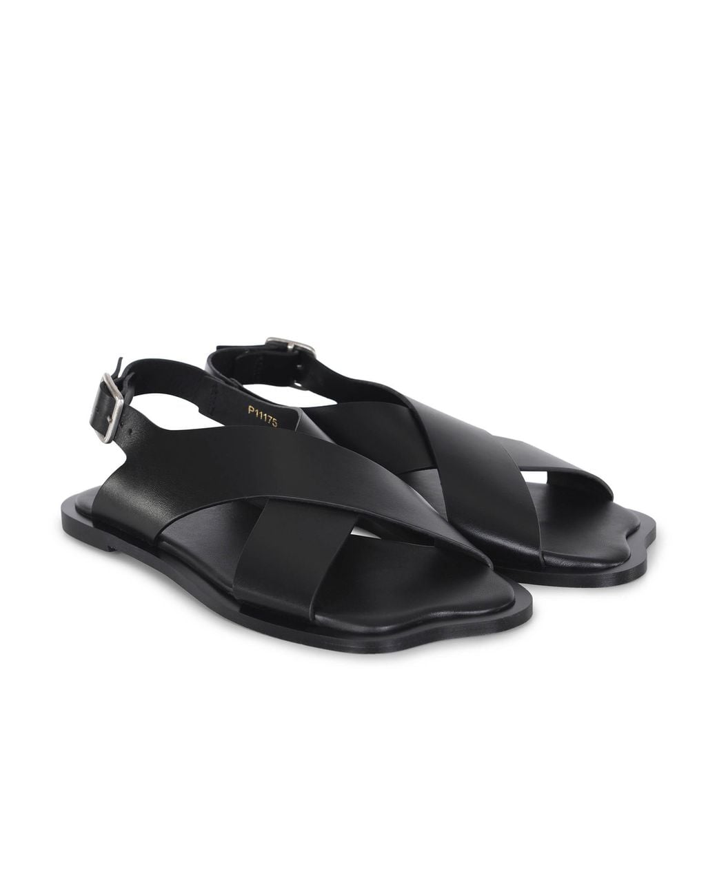 Alohas Black Cross-Strap Flat Sandals