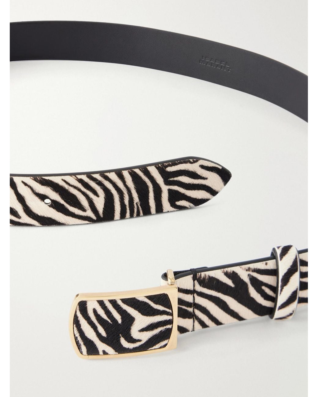 Isabel Marant White Zebra-Print Calf Hair Belt
