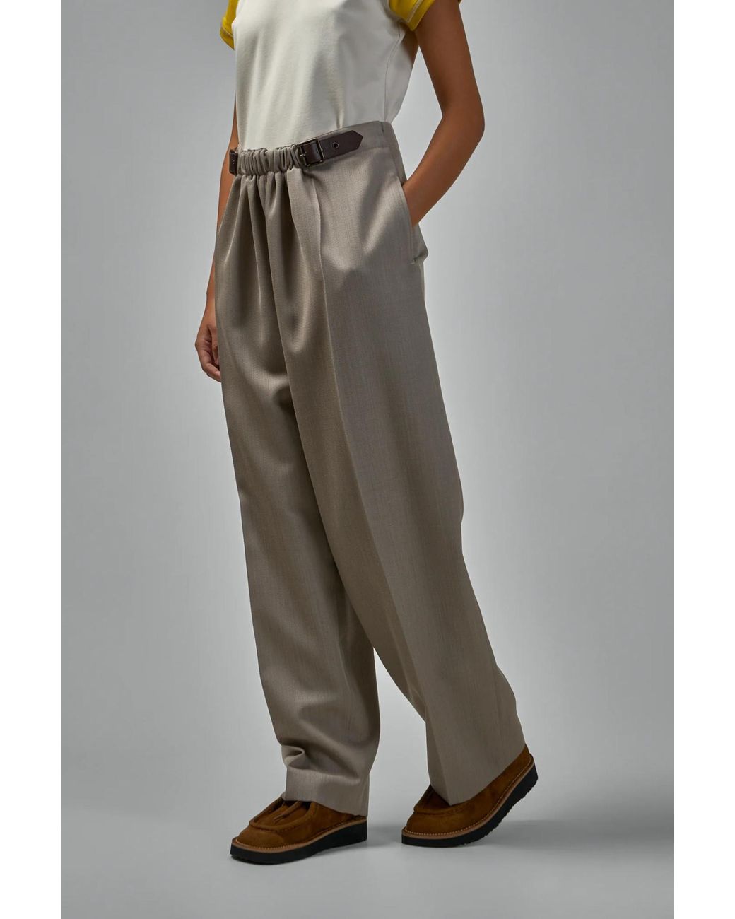 Loewe Gray Pressed Crease Belted Trousers