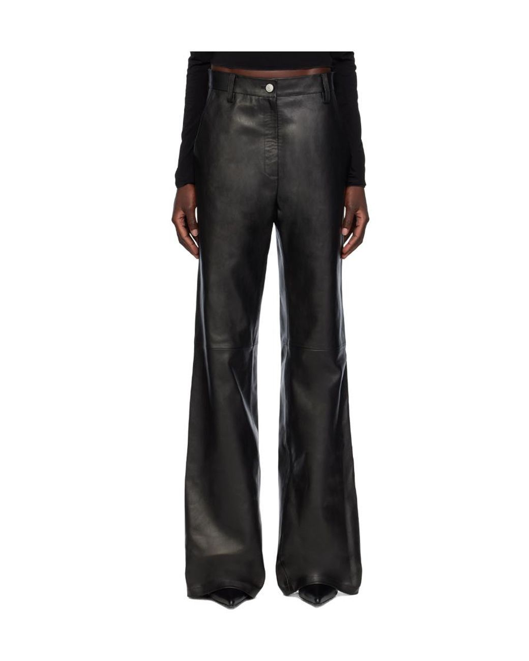Magda Butrym Black Horn Shaped Spliced Casual Pants