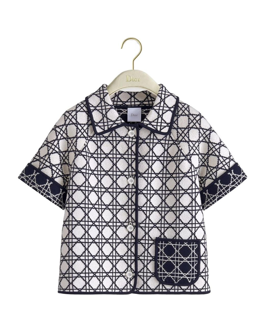 Dior Blue Macrocannage Short-Sleeved Jacket
