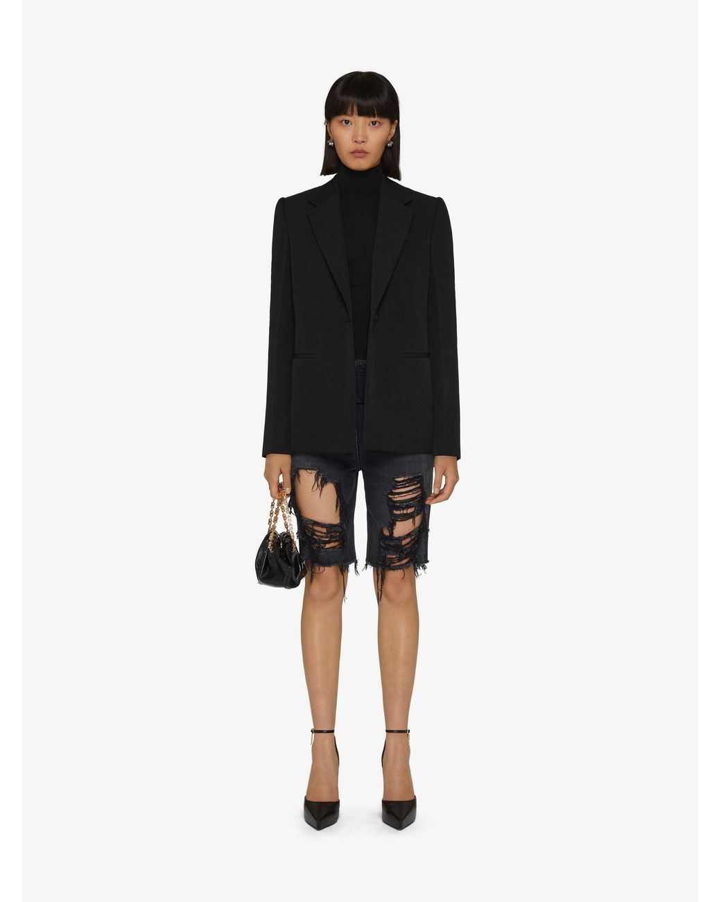 Givenchy Black V-Neck Single-Breasted Jacket
