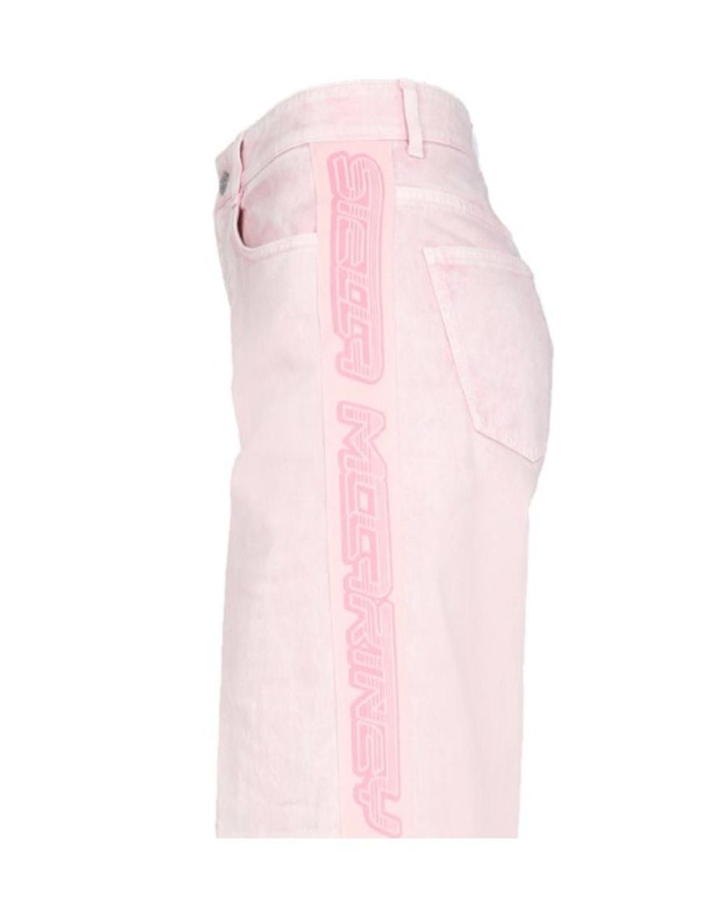 Stella McCartney White Logo-Tape Wide Jeans