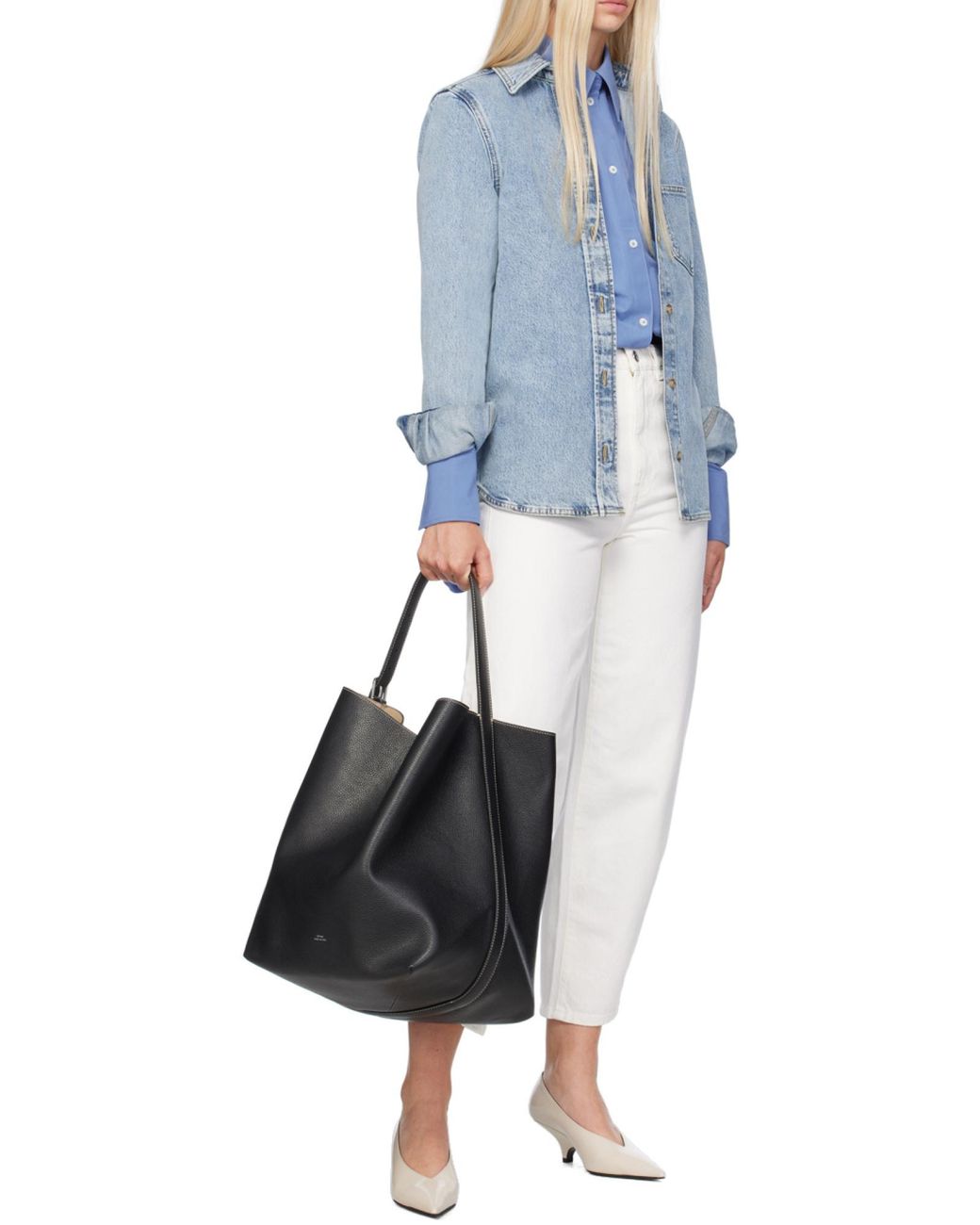 Totême Blue Totême Buttoned Long Sleeved Denim Shirt