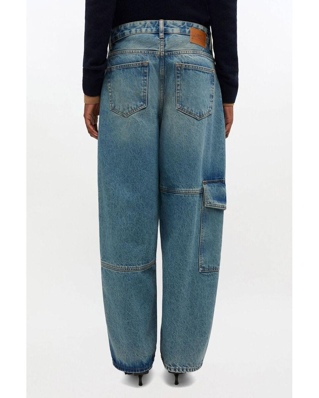 Ganni Blue Low Waist Cargo Jeans