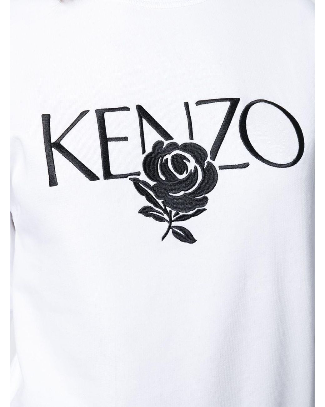 KENZO White Embroidered Rose Logo Sweater