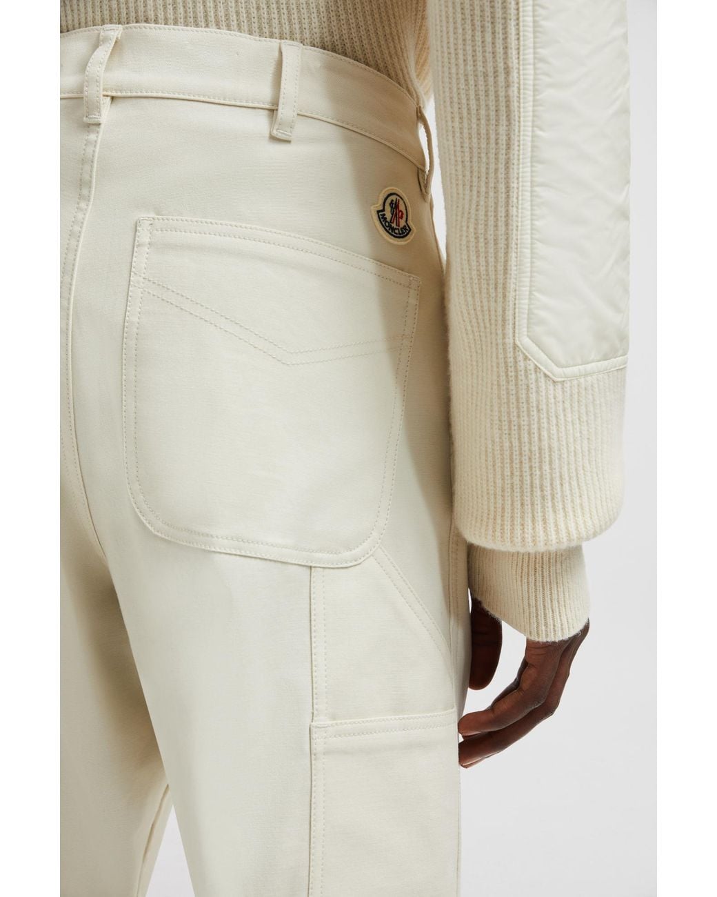 Moncler Gray Logo Patch Straight-Leg Trousers for men