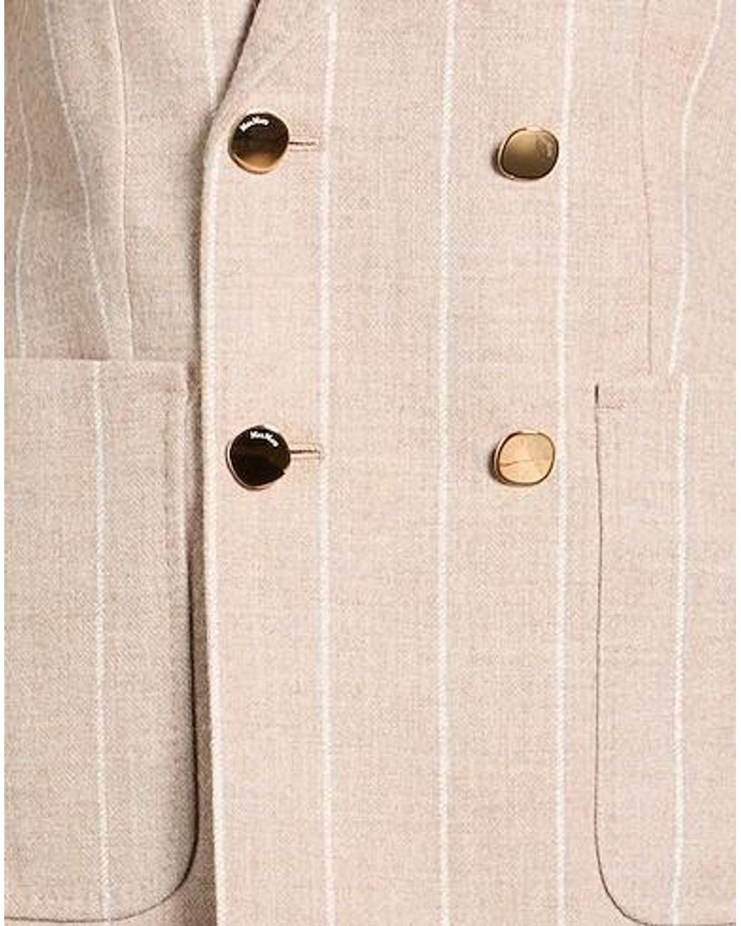 Max Mara Natural Striped Double-Breasted Blazer