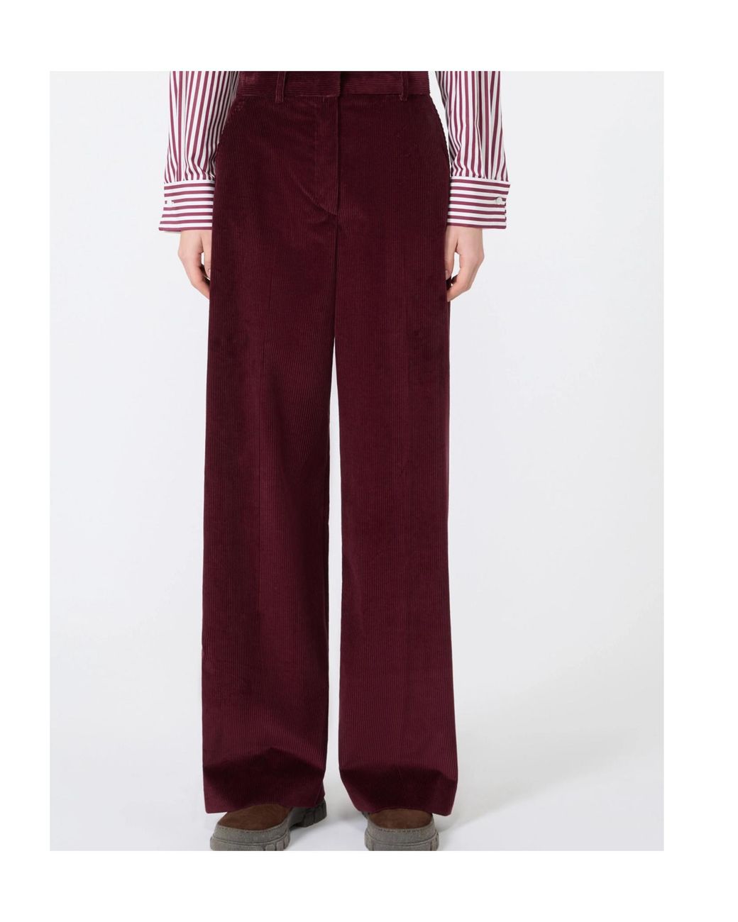 Weekend by Maxmara Red Wkdtania Wide Leg Corduroy Trousers