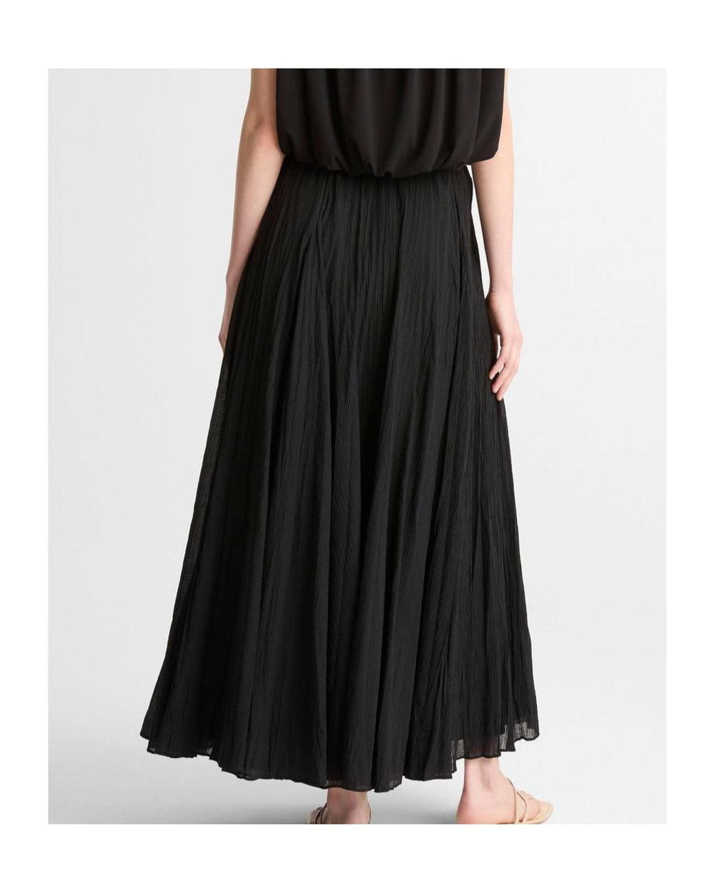 Vince Black Crinkled Maxi Skirt