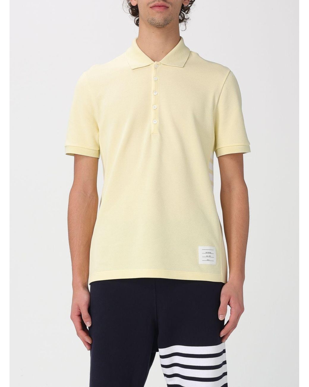 Thom Browne Yellow Bar Short-Sleeved Polo Shirt for men