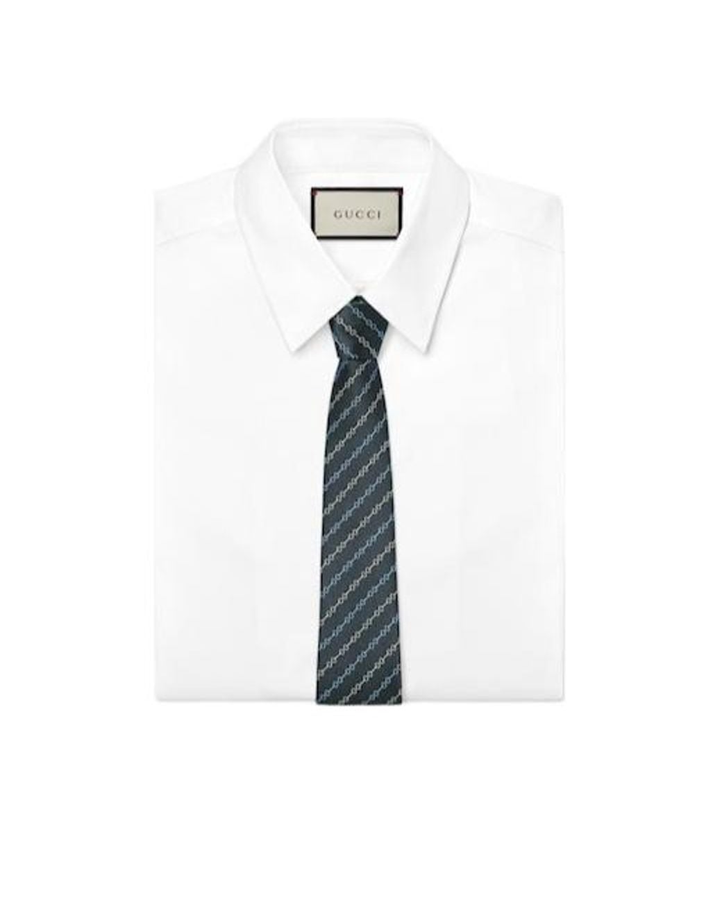 Gucci Blue Horsebit Silk Jacquard Tie for men