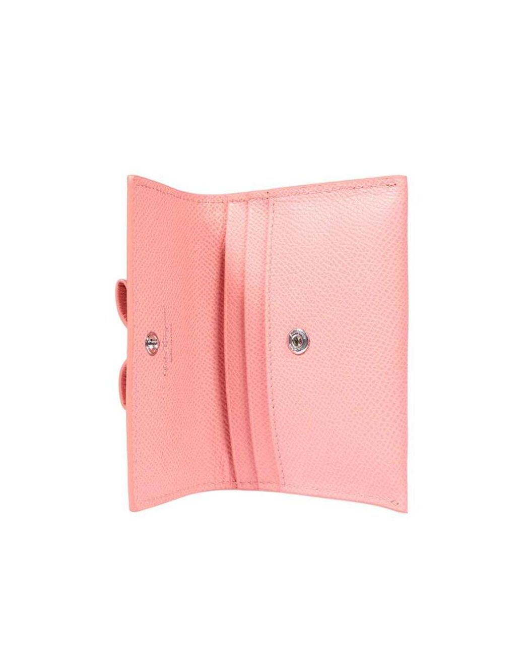 Ferragamo Pink Bow Detail Design Flip Wallet