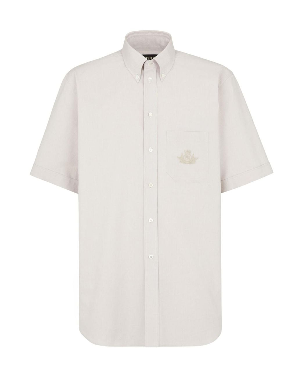 Fendi White Logo Embroidered Short-Sleeved Shirt for men