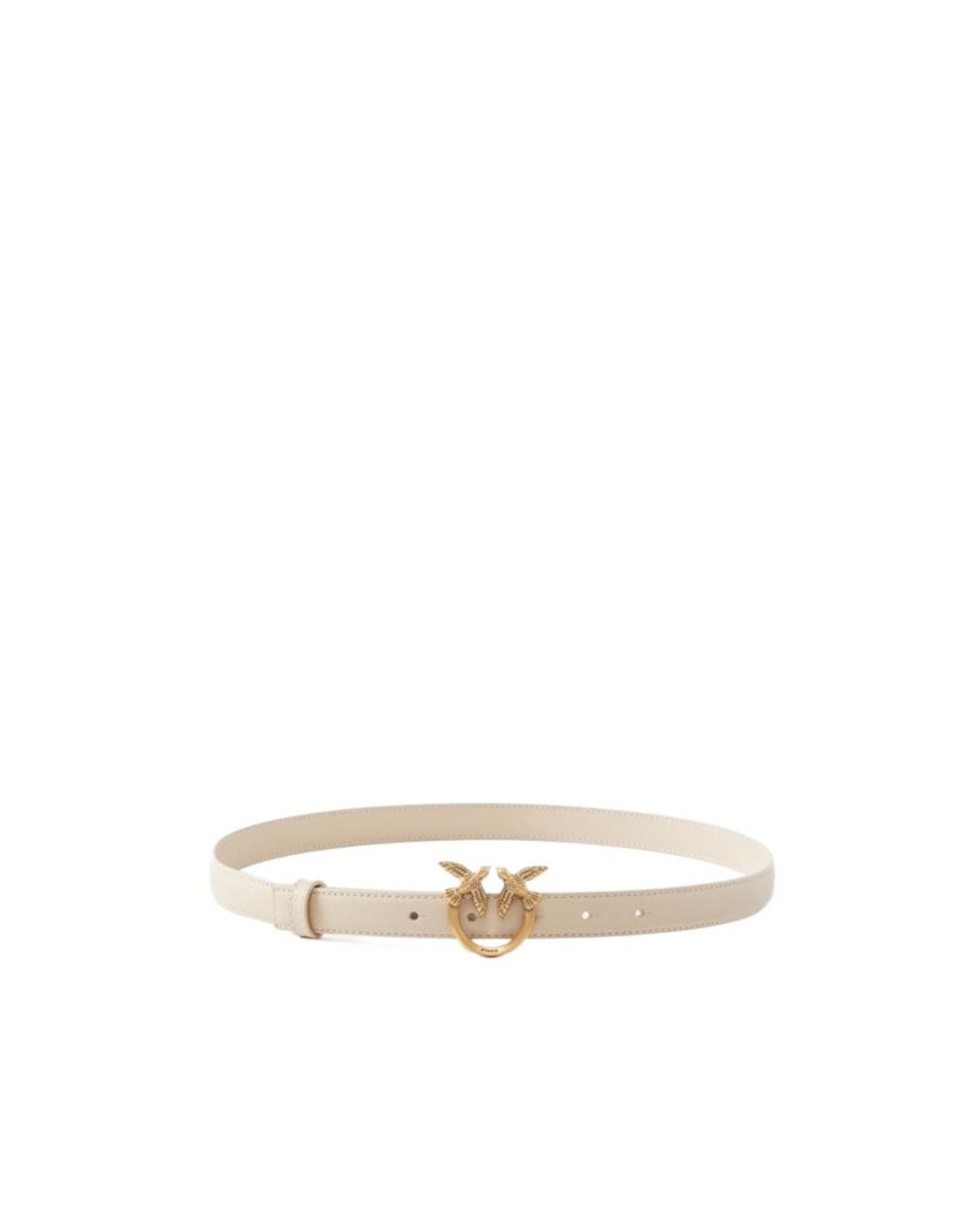 Pinko White Love Bird Plaque Buckle Belt