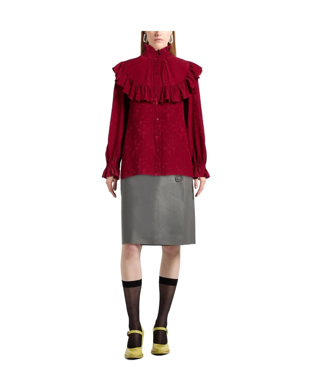 Saint Laurent Red Floral Shirts