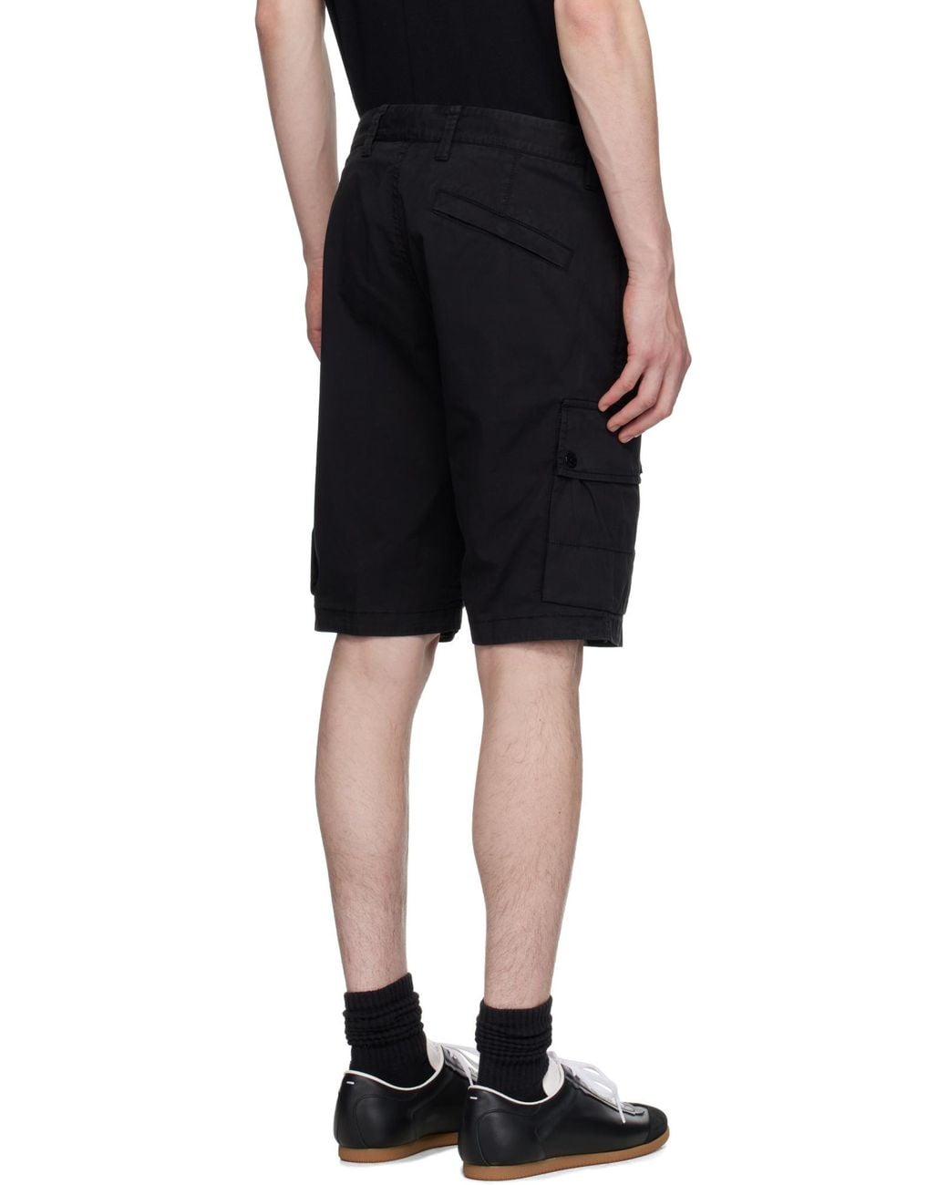 Stone Island Black Compass Patch Bermuda Shorts for men