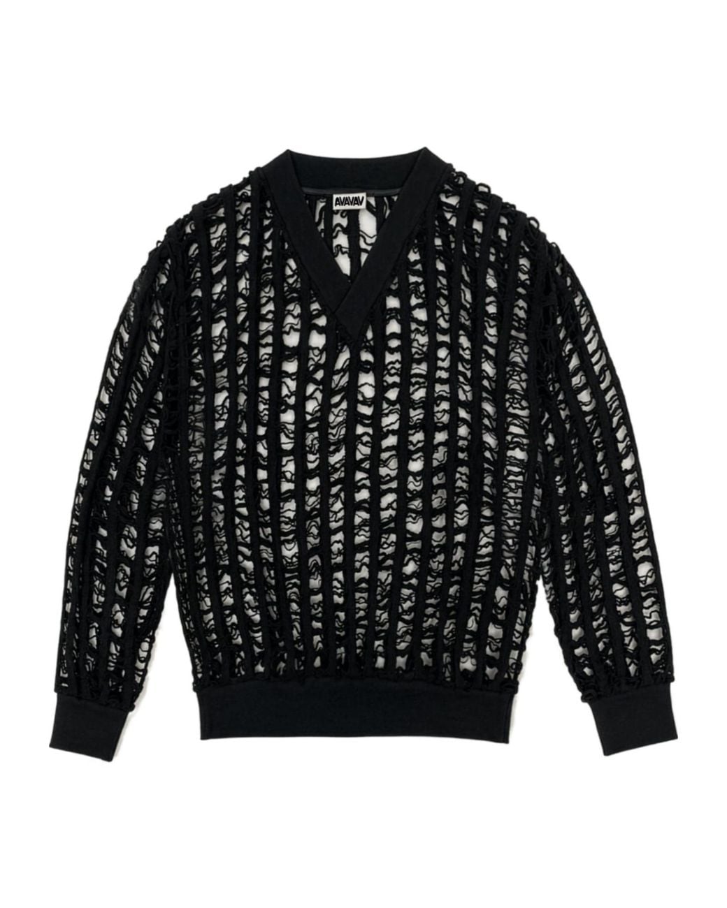 AVAVAV Black Openwork Knit Sweater for men