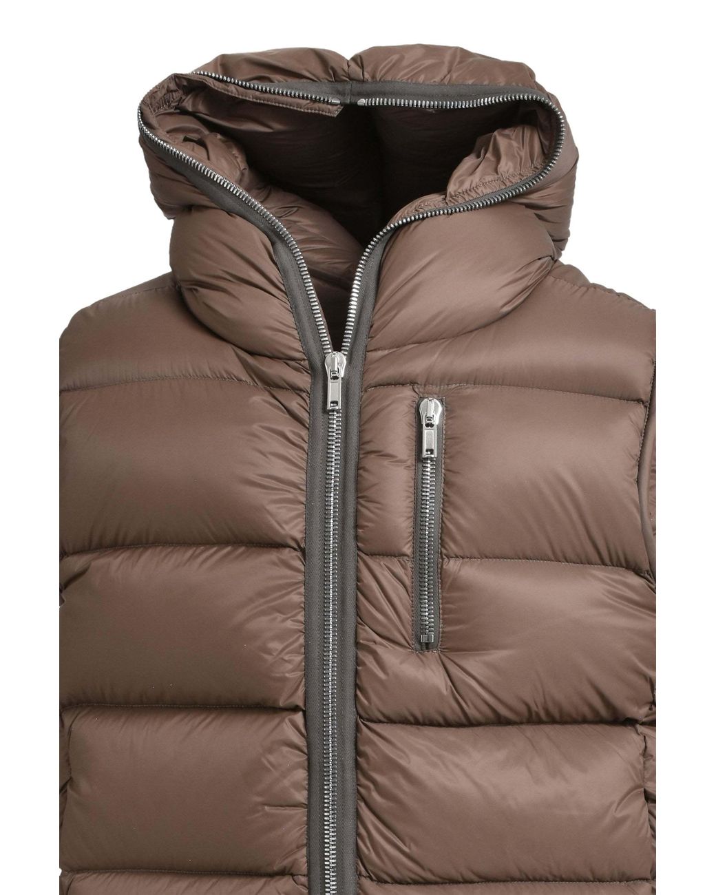 Rick Owens Brown Sealed Hooded Down Gilet for men