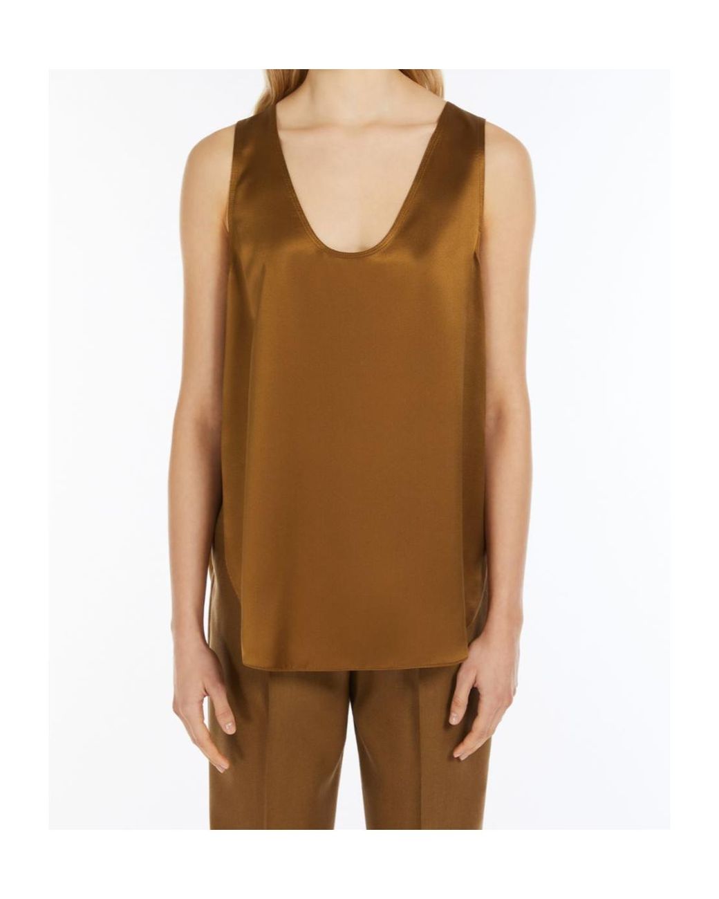 Max Mara Brown Filly V-Neck Sleeveless Top