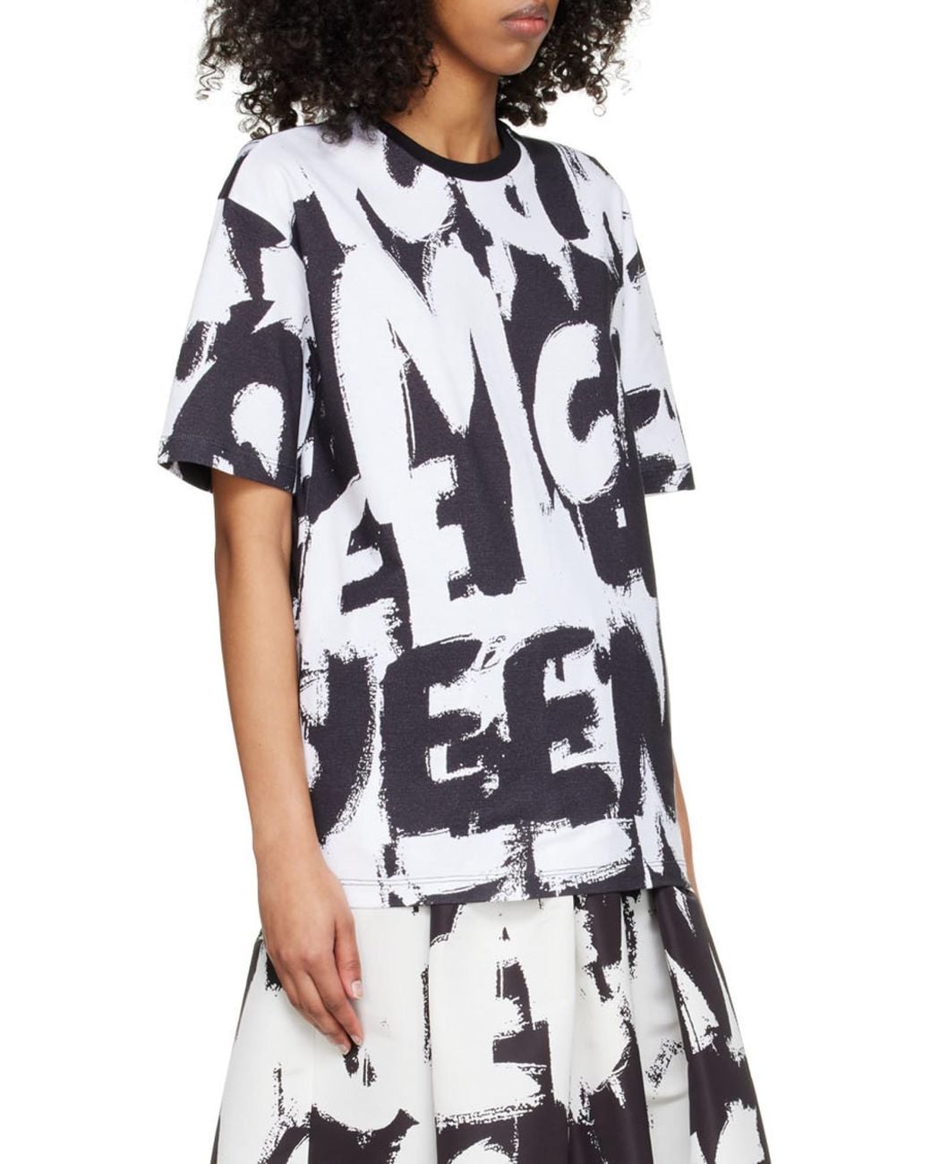 McQueen Black Graphic Printed Crewneck T-Shirt