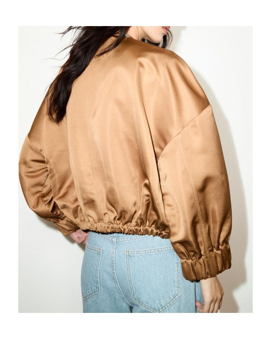 MAX&Co. Natural Bejewelled Satin Bomber Jacket