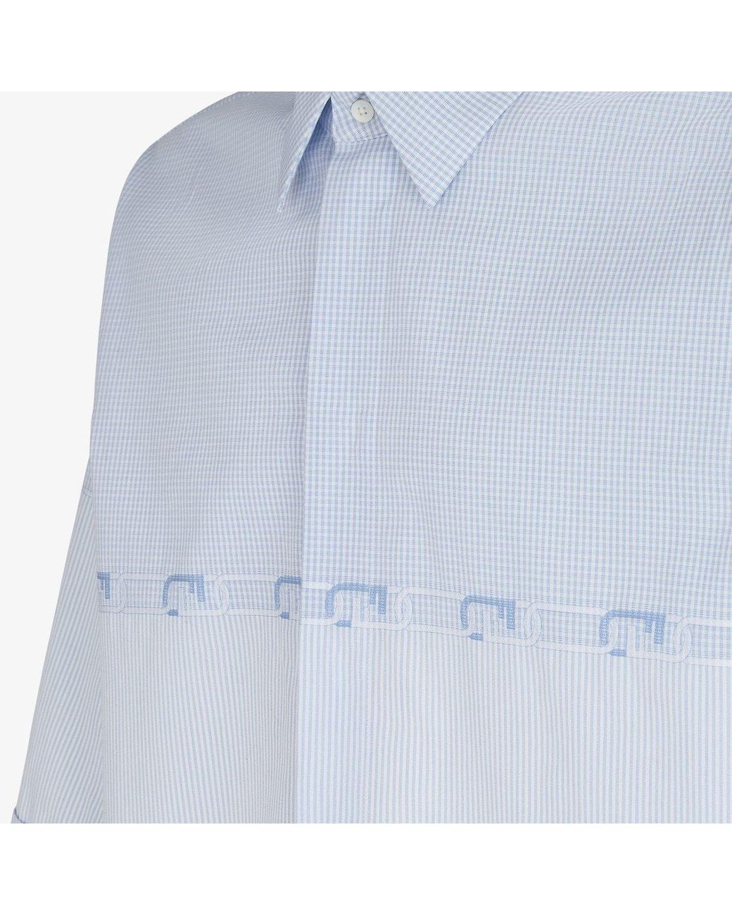 Fendi Blue Light Cotton Shirt for men