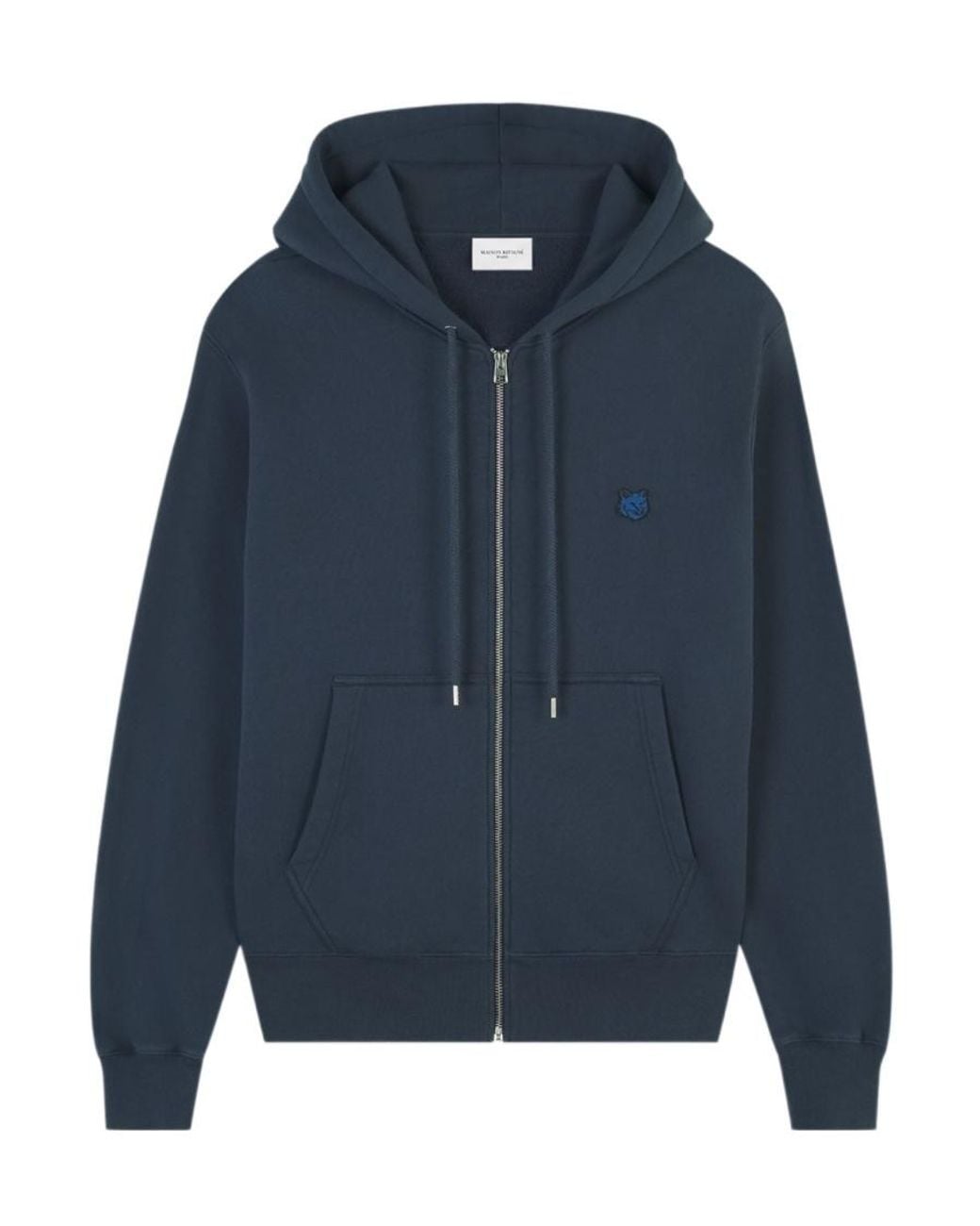 Maison Kitsuné Blue Maison Kitsuné Fox Head Patch Zipped Hoodie for men